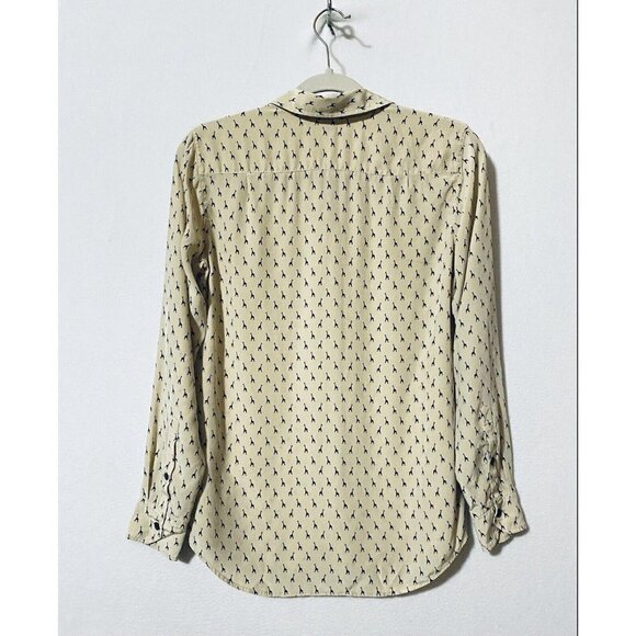 Fossil Womens Small Giraffe Print Button Up Top Silk Long Sleeves Lightweight - Picture 4 of 7